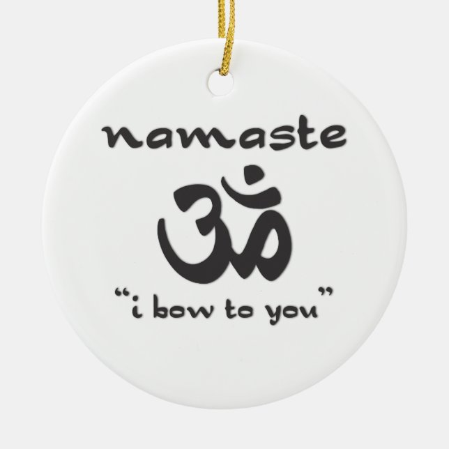 Namaste - I bow to you (in black) Ceramic Tree Decoration (Front)