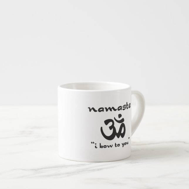 Namaste - I bow to you (in black) Espresso Cup (Front Right)