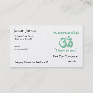 Namaste - I bow to you (in green) Business Card