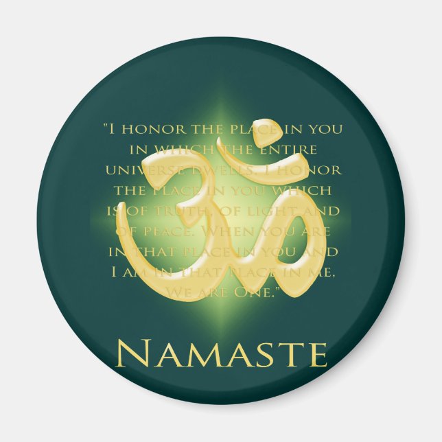 Namaste - I bow to you (in green) Magnet (Front)