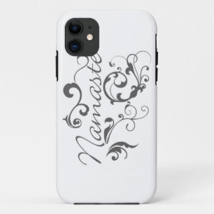 Namaste in dark grey swirls iPhone 11 case