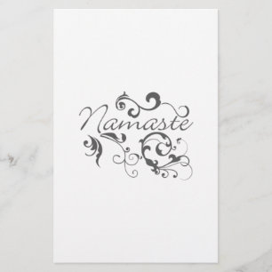 Namaste in dark grey swirls flyer