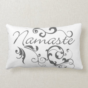 Namaste in dark grey swirls lumbar cushion