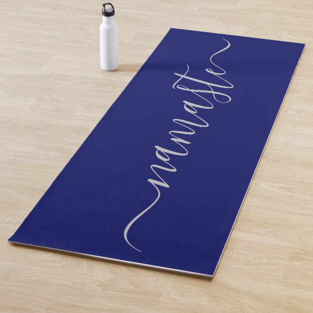 Namaste Initials Personalise Blue 2-Sided Yoga Mat (In Situ)