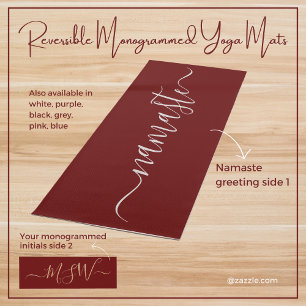 Namaste Initials Personalised Burgundy Maroon Yoga Mat