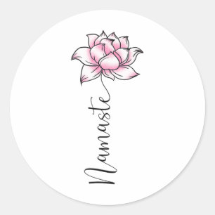 Namaste Lilly Lotus Pink Flower Cute Hindi Yoga Lo Classic Round Sticker