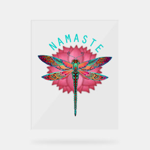 Namaste Lotus Dragonfly Yoga Acrylic Sign