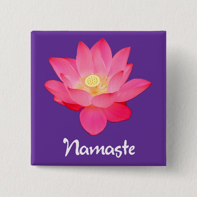 Namaste Lotus Flower Design gifts 15 Cm Square Badge (Front)