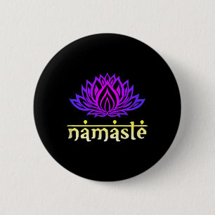 Namaste Lotus Flower Gift - Spiritual Yoga Om 6 Cm Round Badge