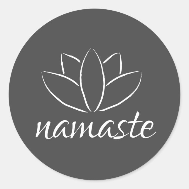 Namaste Lotus Flower Handwritten Yoga Classic Round Sticker (Front)