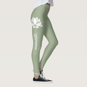Namaste Lotus Flower Modern Personalised Name Leggings