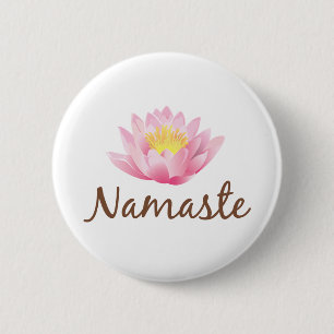 Namaste Lotus Flower Yoga 6 Cm Round Badge