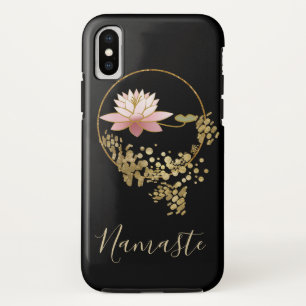 *~* Namaste Lotus Gold Glitter Black Girly Zen Case-Mate iPhone Case