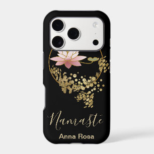 *~* Namaste Lotus Gold Glitter Zen Black Girly