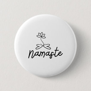 Namaste Lotus Motif For Yoga Meditation Spirituali 6 Cm Round Badge
