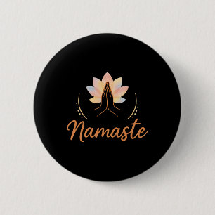 Namaste Lotus Motif For Yoga Meditation Spirituali 6 Cm Round Badge