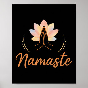 Namaste Lotus Motif For Yoga Meditation Spirituali Poster