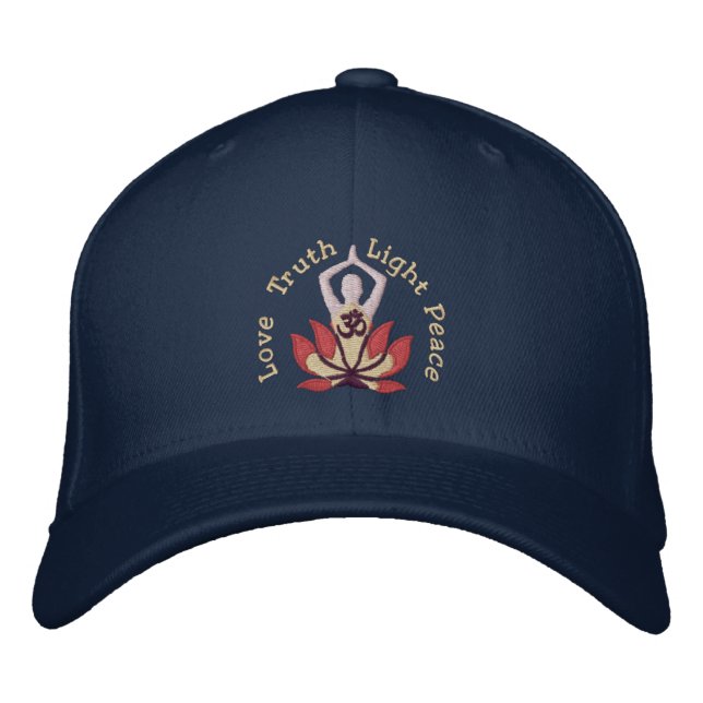Namaste Lotus Om Yoga Pose Embroidered Hat (Front)