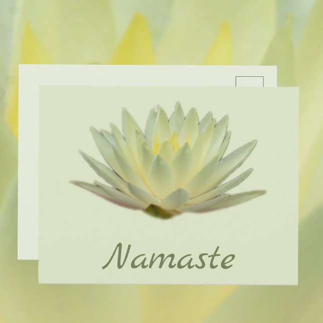 Namaste Lotus Waterlily Yellow Green Floral Postcard (Creator Uploaded)