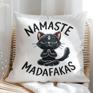 "Namaste Madafakas" Funny Cat Lovers Cushion
