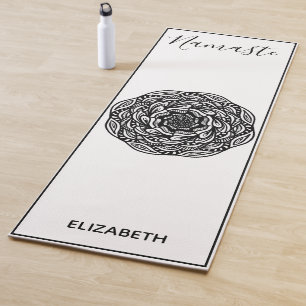 Namaste Mandala Name Black White Elegant Yoga Mat