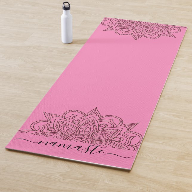 Namaste Mandala Script Pink Yoga Mat (In Situ)