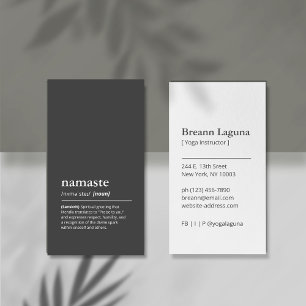 Namaste Minimalist Professional Yoga Instructor Business Card