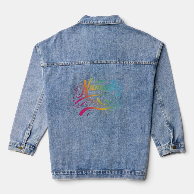 Namaste | Modern Spiritual Meditation Yoga Denim Jacket (Back)