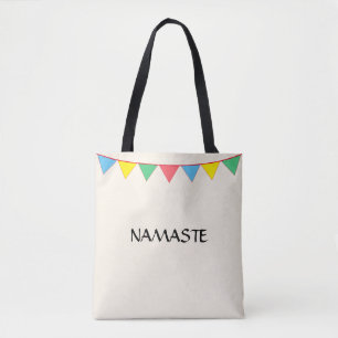 Namaste Multicolored Flags on Ivory Tote Bag
