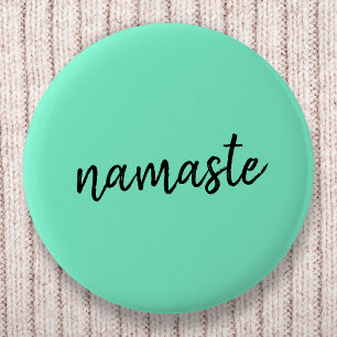 Namaste Neo Mint Green Modern Yoga Spiritual 6 Cm Round Badge