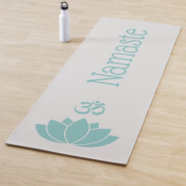 Namaste Om Green Lotus Flower Zen Yoga Mat (In Situ)