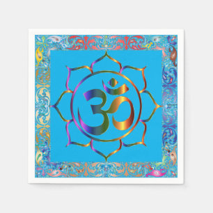 Namaste Om Lotus Rainbow Vintage Personalised Napkin