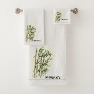 Namaste on Bamboo Respectful Polite Greeting  Bath Towel Set