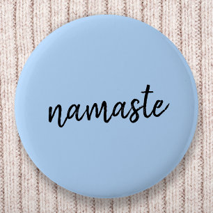 Namasté Pastel Blue Yoga Spiritual Salutation 6 Cm Round Badge