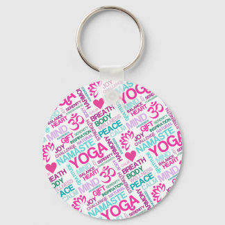 Namaste, Peace and Harmony Pink YOGA Pattern Key Ring
