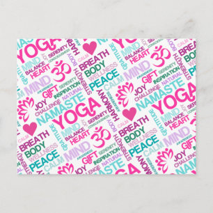 Namaste, Peace and Harmony Pink YOGA Pattern Postcard