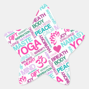 Namaste, Peace and Harmony Pink YOGA Pattern Star Sticker