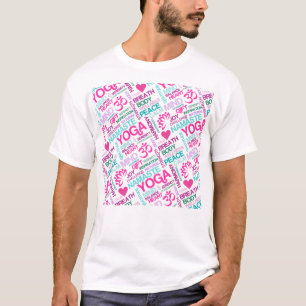 Namaste, Peace and Harmony Pink YOGA Pattern T-Shirt