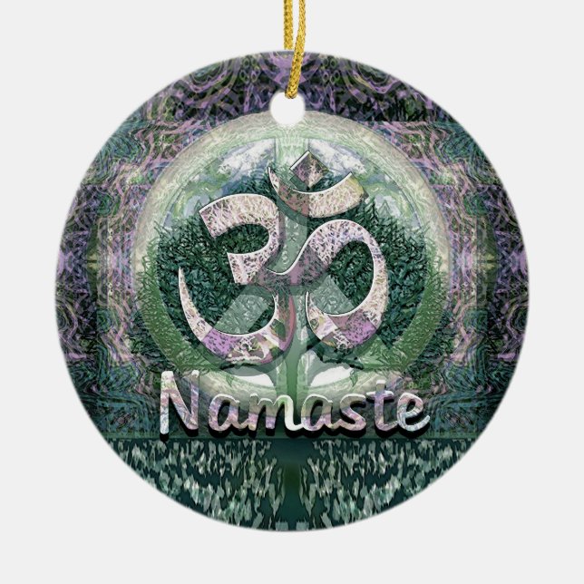 Namaste Peace Symbol Ceramic Tree Decoration (Front)
