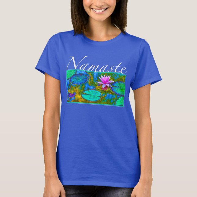 Namaste Peace to You Yoga Elegant Flower T-Shirt (Front)
