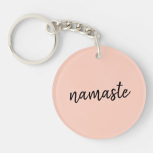 Namaste Peachy Pink Modern Yoga Meditation Key Ring