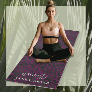 Namaste Personalise Elegant Pink Black Leopard Yoga Mat