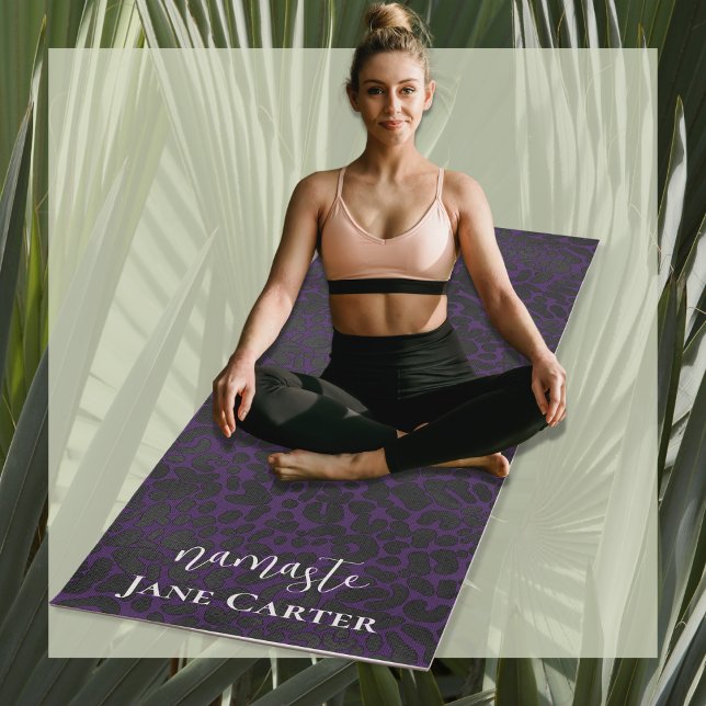 Namaste Personalise Elegant Purple Black Leopard Yoga Mat (Creator Uploaded)