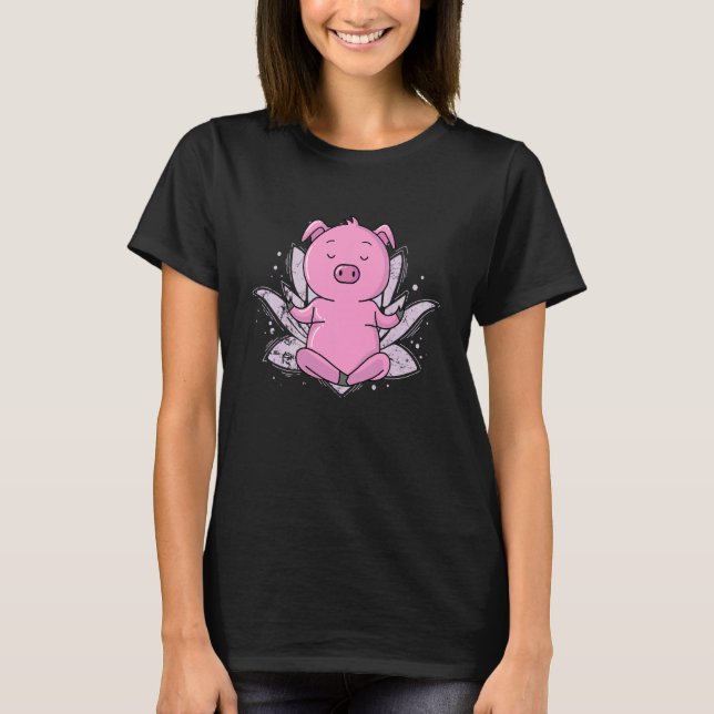 Namaste Pig Meditating T-Shirt (Front)