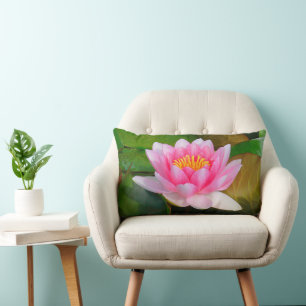 "NAMASTE-PINK LOTUS BLOSSOM" (PHOTOG.) LUMBAR CUSHION