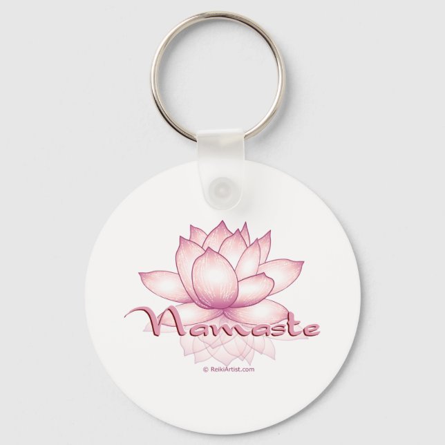 Namaste Pink Lotus Key Ring (Front)