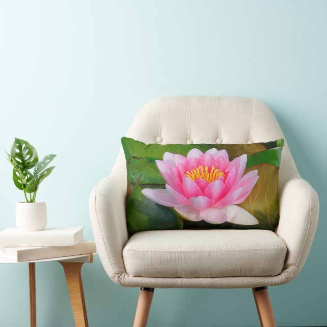 "NAMASTE-PINK WATER LILY" (PHOTOG.) LUMBAR CUSHION (Chair)