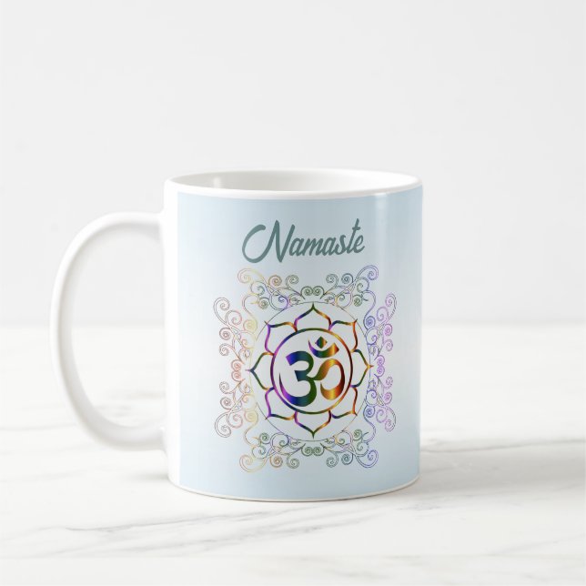 Namaste Pretty Prismatic Lotus Spiritual Art Coffee Mug (Left)