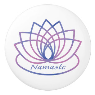 Namaste Purple and Pink Lotus Flower Ceramic Knob