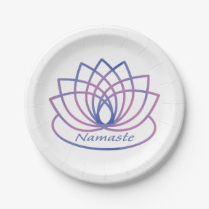 Namaste Purple and Pink Lotus Flower Paper Plate